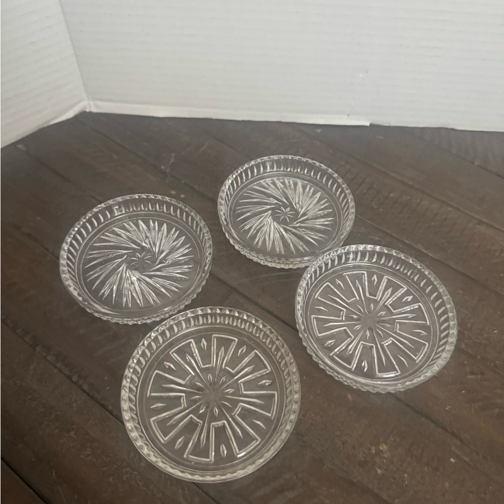Set of Four Clear Glass Coasters